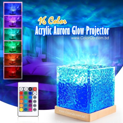 16 Color Acrylic Aurora Glow Projector Lamp with Water Ripple Waving Effects