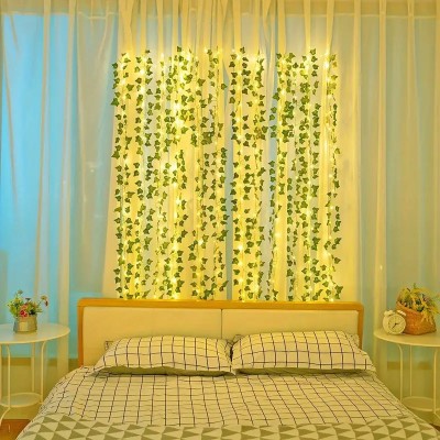 15 Feet Magical Ambiance Artificial Vine Fairy Lights: Flower Green Leaf Design