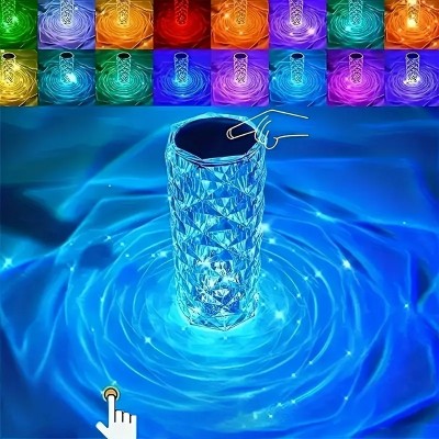 Crystal Table Lamp RGB Color Changing Night Light Remote Romantic LED Rose Diamond Touch Lamps for Living Room Housewarming Gift