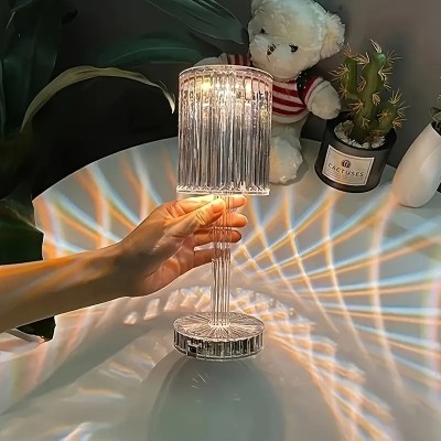Crystal Table Touch Lamp - USB Rechargeable, Touch Switch Night Light for Home, Bar, Bedside | Christmas Gift
