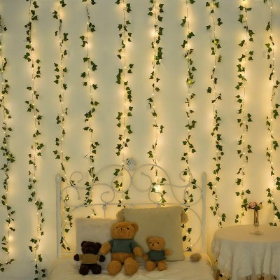 15 Feet Magical Ambiance Artificial Vine Fairy Lights: Flower Green Leaf Design