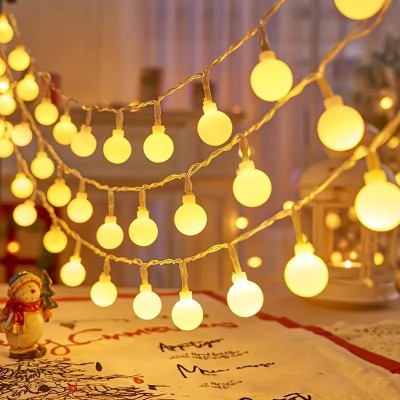 28 Pieces Warm White snow Ball Fairy Lights with white wire