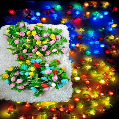 ৫০ ফুট ১৬০ পিস পাতা সহ গোলাপের LED লাইটিং সেট মাল্টিকালার / গোল্ডেন