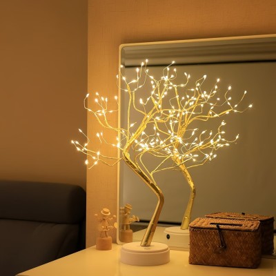 An Elegant Bonsai Tree Lamp with Warm Light