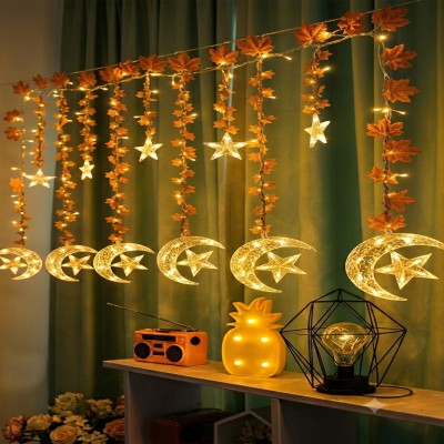 Autumn Leaf Moon & Star Fairy Lights